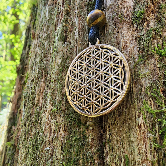 Bronze Flower of Life Pendant - Double Sided