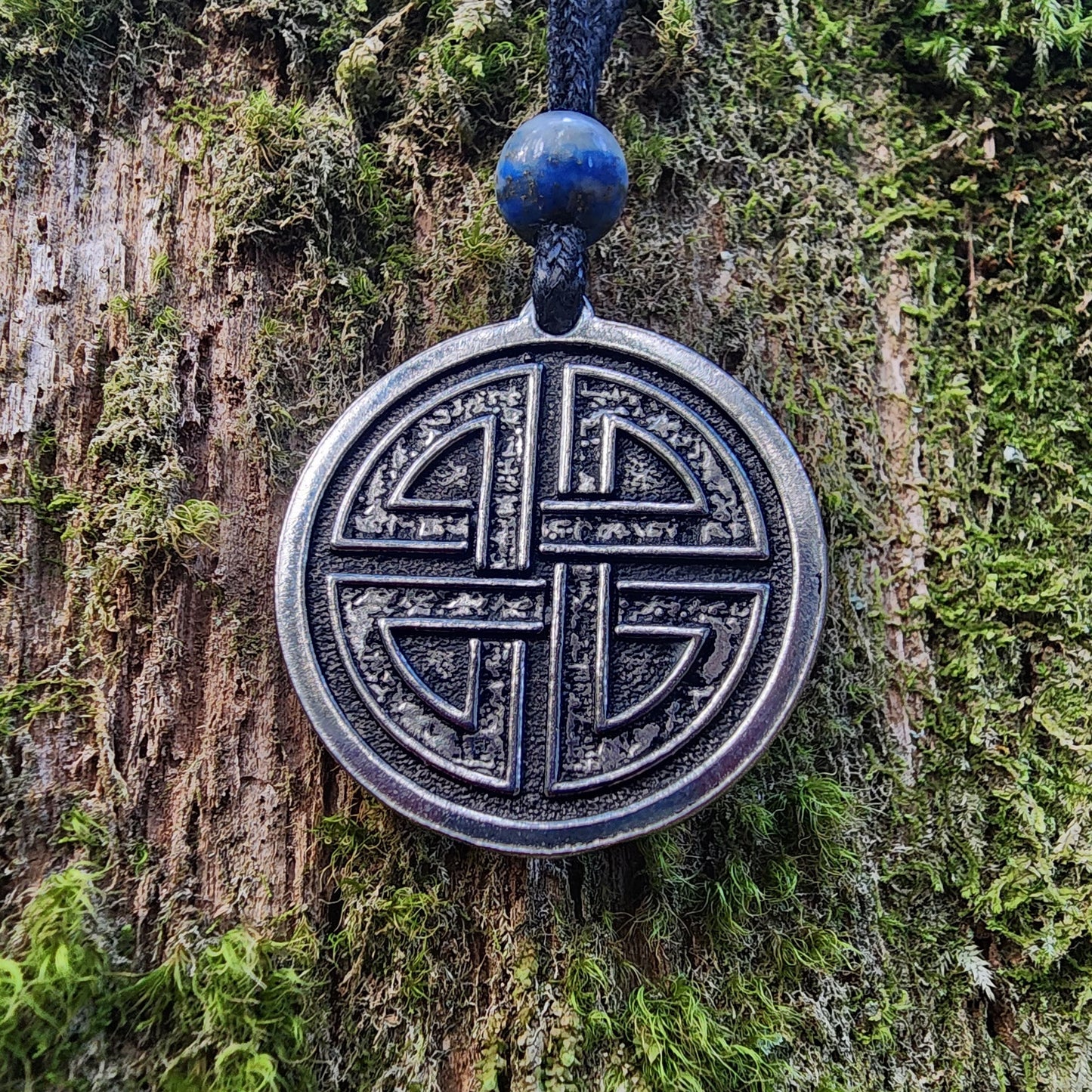 Fine Pewter Shield Knot Pendant - Double Sided