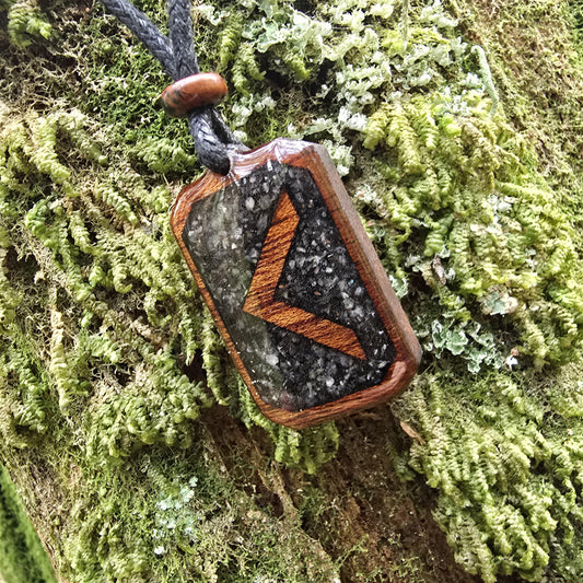 Kenaz  Rune Pendant - Necklace with Black tourmaline - Labradorite