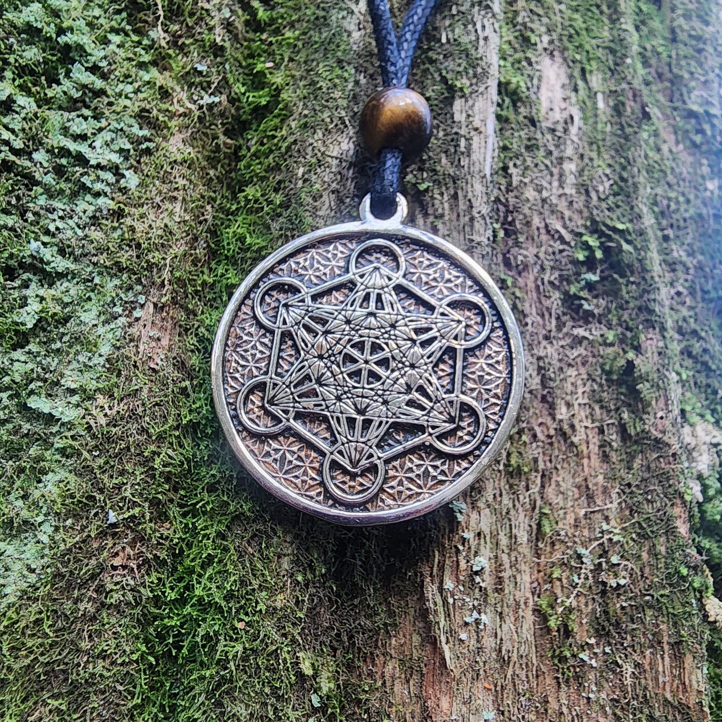 Bronze Metatron's Cube Pendant - Double Sided