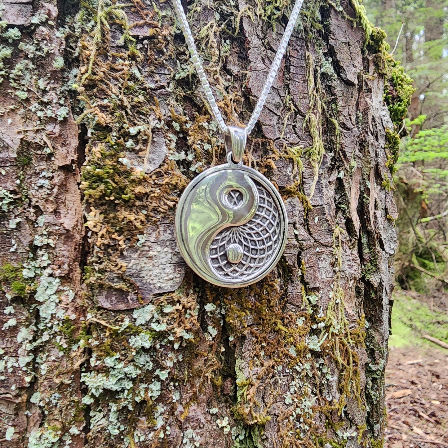 Sterling Silver Yin Yang with Torus Pendant - Double Sided